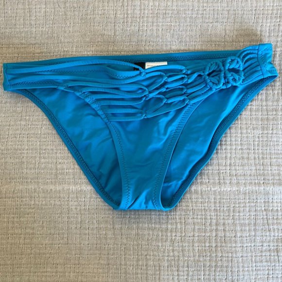 BECCA Swim Becca By Rebecca Virtue Macrame Bikini Bottoms Blue Teal
